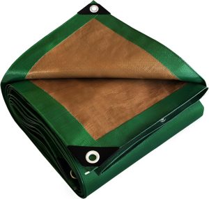 Bâche de Protection 4x5 m - Verte et Marron - Haute Performance - Bâche étanche - Résistance Anti-UV