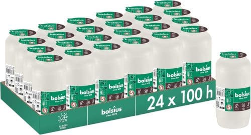 Lot de 24 bougies - Blanches - Durée de combustion: 4 jours