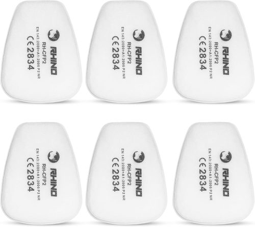 Lot x6 Filtre Couverture de Visage Rhino Filtre à Particules Protection pour Vapeurs, Gaz Organiques et Particules Filtres