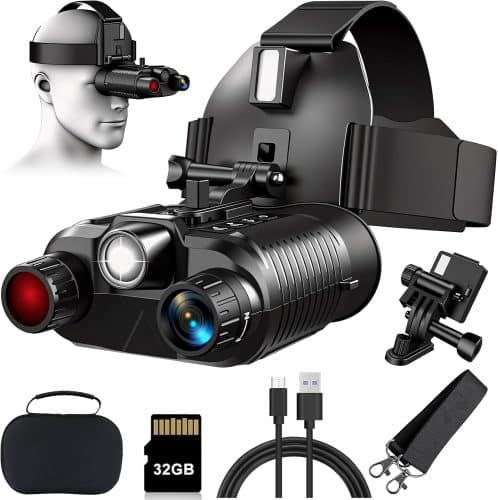 Lunettes de vision nocturne 4K, équipement tactique grand écran, jumelles numériques IR pour la chasse et la sécurité, carte 32 Go